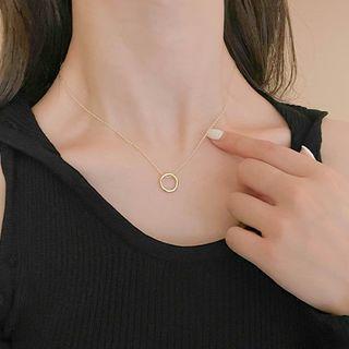 Hoop Pendant Alloy Necklace 01 - Gold - One Size