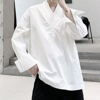 Knit Panel V-neck Shirt