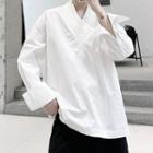 Knit Panel V-neck Shirt