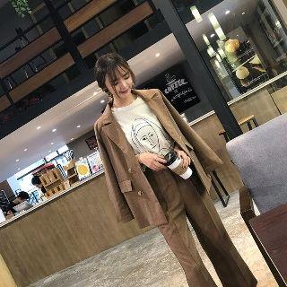 Set: Double-breasted Blazer + Boot-cut Pants