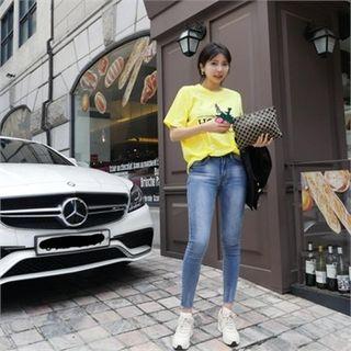 Padded-shoulder Printed T-shirt