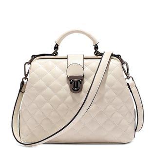 Push-lock Quilted Satchel