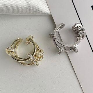 Rhinestone Cuff Earring 1 Piece - Gold - One Size
