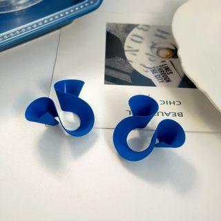 Sterling Silver Wavy Ear Stud 1 Pair - Blue - One Size