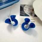 Sterling Silver Wavy Ear Stud 1 Pair - Blue - One Size