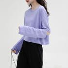 Plain Removable Sleeve Cropped T-shirt