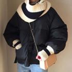 Padded Buttoned Coat / Scarf / Set
