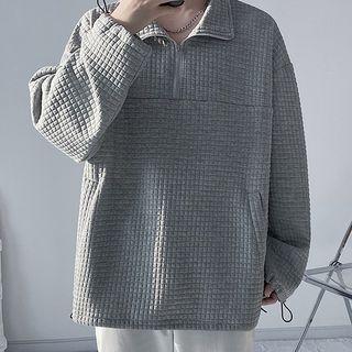 Waffle Collared Half-zip Sweatshirt