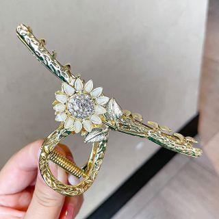 Flower Alloy Hair Clamp 01 - Gold - One Size