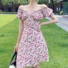 Vintage Floral Print Dress As Shown In Figure - One Size