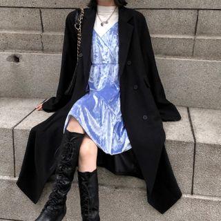 Plain Pocket-deatil Long-sleeve Coat