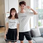 Couple Matching Lettering Short Sleeve T-shirt / Shorts / A-line Skirt