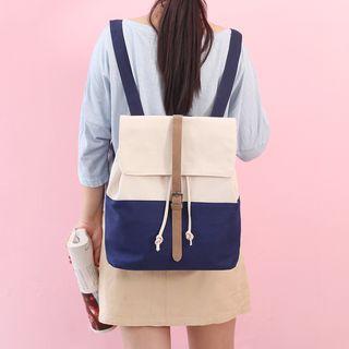 Canvas Two Tone Belted Backpack