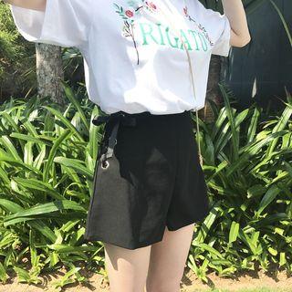 Lace Up Side Wide Leg Shorts