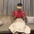 Striped Short-sleeve T-shirt / High Waist A-line Skirt
