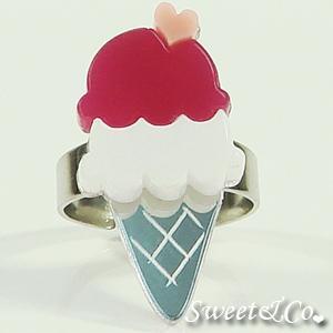 Mini Fuchsia Ice-cream Silver Ring