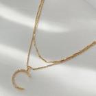 Rhinestone Crescent Necklace Gold Plating - As Shown In Figure - One Size