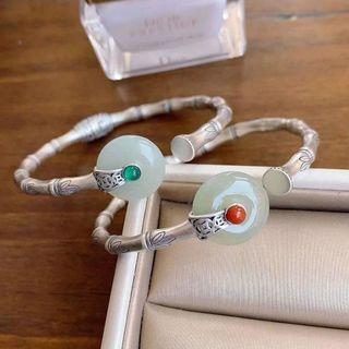 Gemstone Bamboo Open Bangle