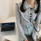 Long-sleeve Button Up T-shirt