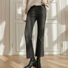 Fleece-lined Boot-cut Jeans Black -