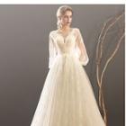 3/4-sleeve Sequined Wedding Ball Gown