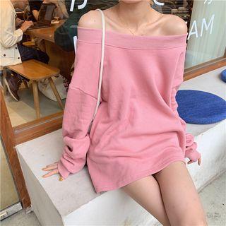 Plain Off-shoulder Pullover