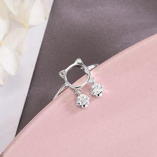 925 Sterling Cat Open Ring Rs365 - Silver - One Size