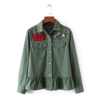 Long-sleeve Ruffle Dragonfly Applique Jacket