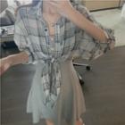 Gingham Chiffon Shirt / Slipdress