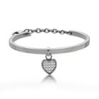 White Pyramid In Heart Bangle Steel - One Size