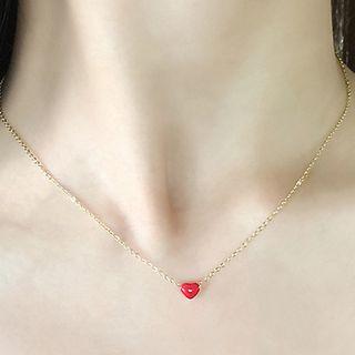 Rhinestone Heart Necklace Gold - One Size