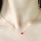 Rhinestone Heart Necklace Gold - One Size
