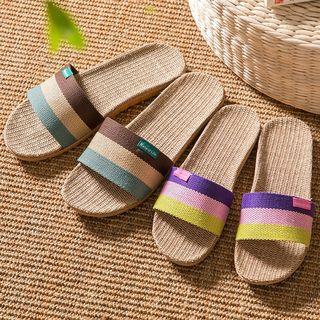 Color Panel Woven Slippers