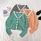 Striped Long-sleeve Single-breasted T-shirt