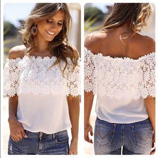 Lace Trim Off Shoulder Top