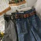High-waist Straight-cut Loose Jeans With Belt