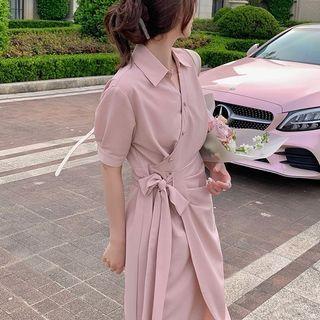 Bow Midi A-line Shirt Dress