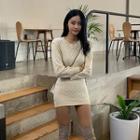 Slit-back Cable-knit Minidress