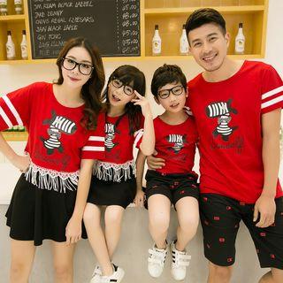 Family Matching Set: Printed Short-sleeve T-shirt + Shorts / A-line Skirt