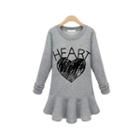 Heart Print Long-sleeve Dress
