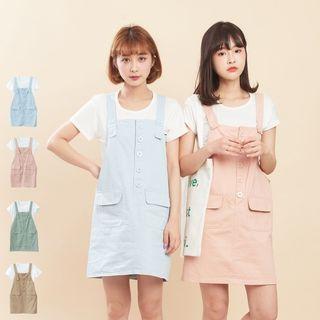Set: Short-sleeve T-shirt + Mini Pinafore Dress