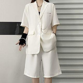 Short-sleeve Blazer / Straight Leg Shorts / Set