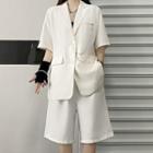 Short-sleeve Blazer / Straight Leg Shorts / Set
