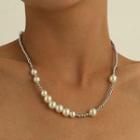 Faux Pearl Chunky Chain Choker Silver - One Size