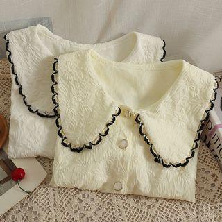 Embossed Sailor-collar Crop Shirt