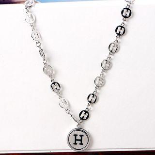Lettering Chain Necklace Type #13 - H - One Size