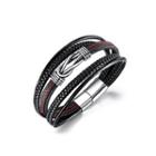 Fashion Personality Creative Geometric 316l Stainless Steel Multi-layer Braided Leather Bracelet Silver - One Size