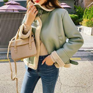 Belted Faux-shearling Rider Jacket