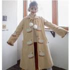 Swain Embroidered Pom Pom Button Long Coat