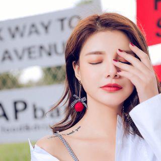 Pompom Bow Drop Earring